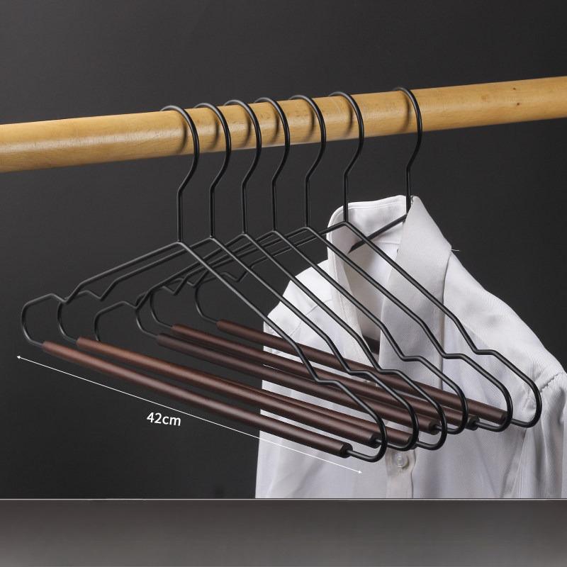 Premium Solid Wood And Metal Hangers For Closet, Wide Shoulder Coat Hooks For Home Wardrobe, Durable Wooden Suit Hangers Set