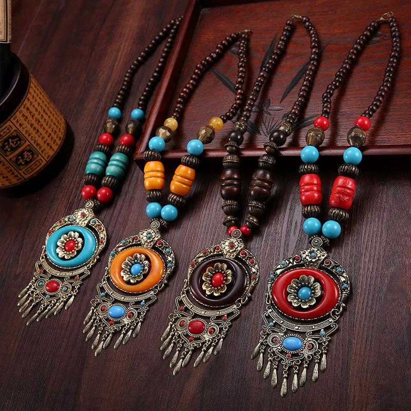 Bohemia Ethnic Necklace Pendant Vintage Strand Statement for Women Jewelry Accessories