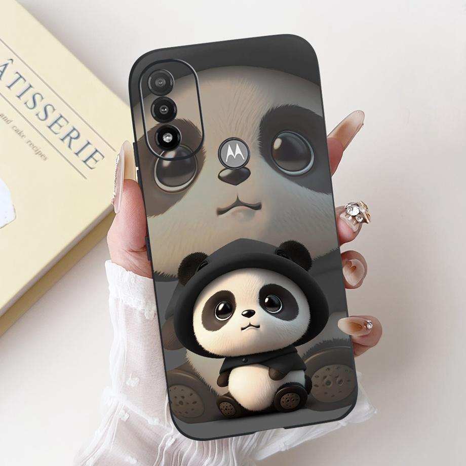 For Motorola Moto E20 E30 E40 E22 E22s E22i Phone Case Back Cover Soft Matte Silicone Slim Fundas Lovely Panda Rabbit Flower