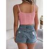 GMXIA Spring Summer Solid V-neck Twisted Crop Crop Top Vacation Knitted Sweater Women's Wear