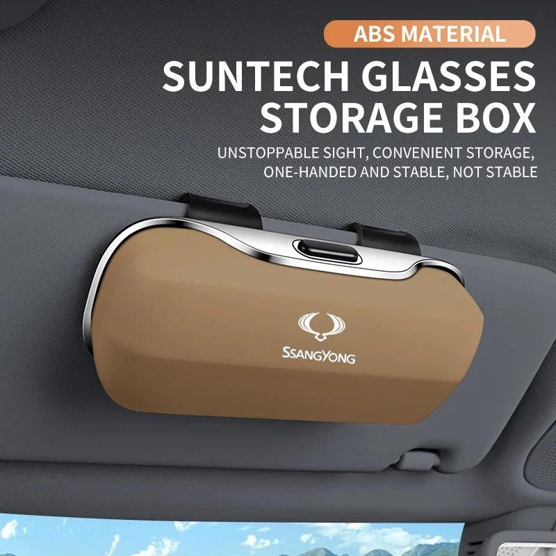 For Ssangyong Torres Rexton Musso Tivoli Korando Stavic Accessories Car Visor Sunglasses Glasses Case Glasses Holder Clip Box
