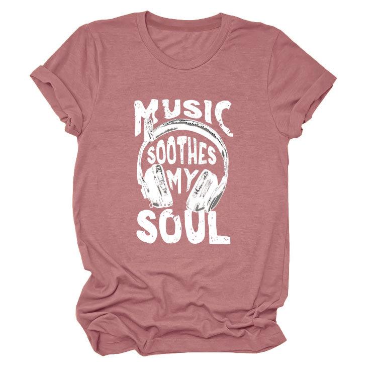 Personality trendy music soothes my ladies bottoming round neck short sleeve t-shirt