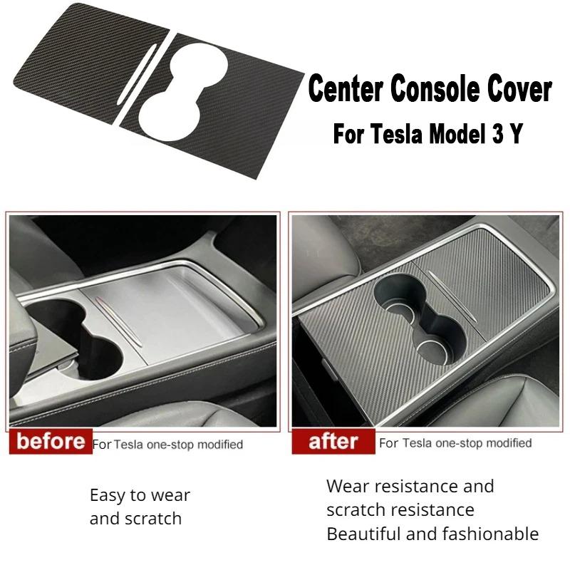 Center Console Cover For Tesla Model 3 Y Central Control Armrest Panel Trim Real Carbon Fiber Car Interior Accessories 2025-2025