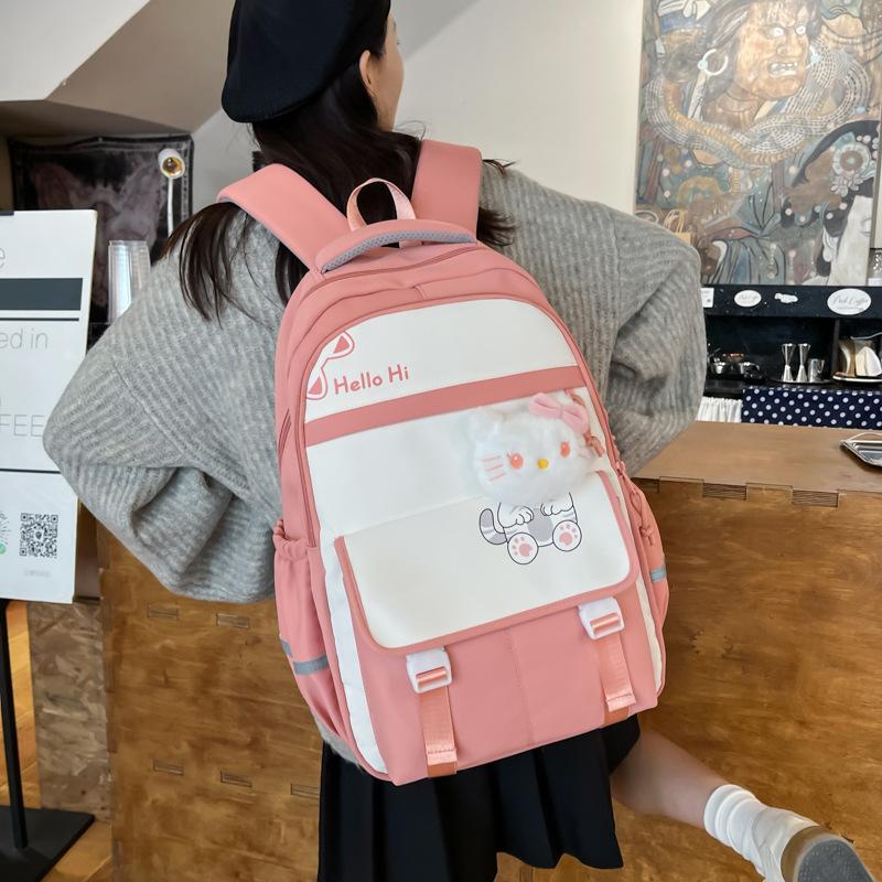Rucksack Damen Neu Große Kapazität Koreanische Version Campus Stil Freizeitrucksack Kontrastierende Buchstaben Nylon Studenten Schultasche