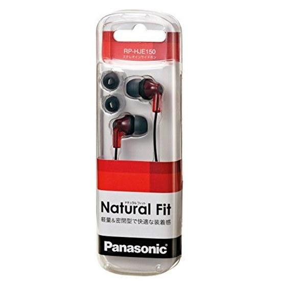 Panasonic Stereo In-Ear Headphones Closed Type Red RP-HJE150-R