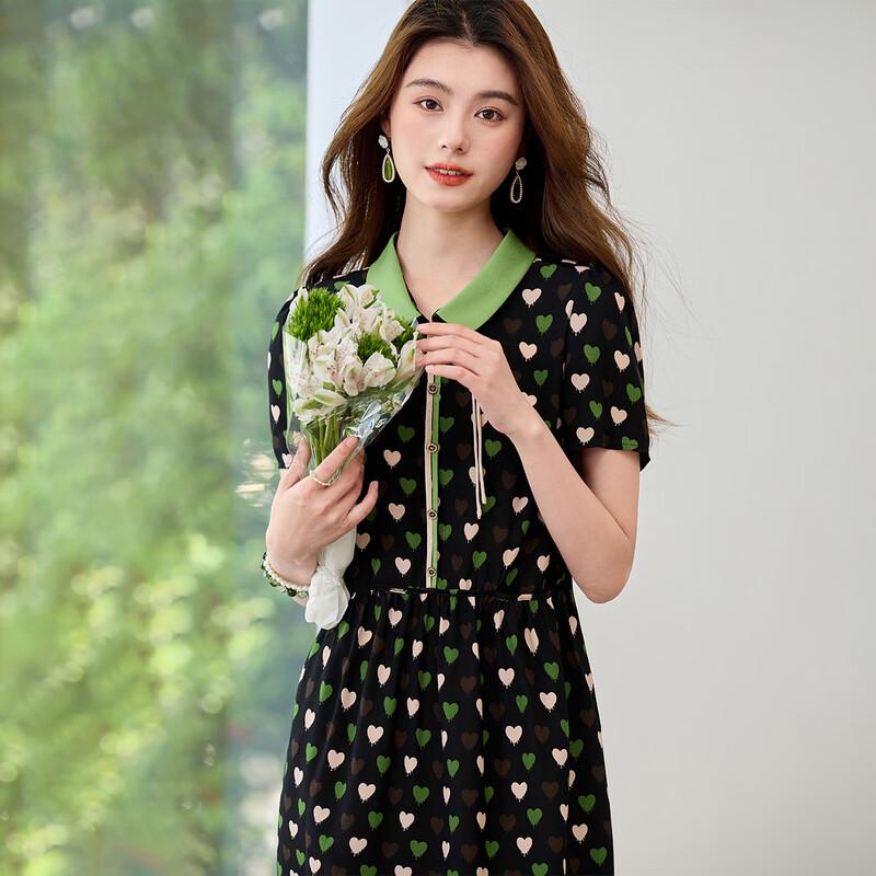 Sanpowa Summer Printed A-Line Shirt Dress M