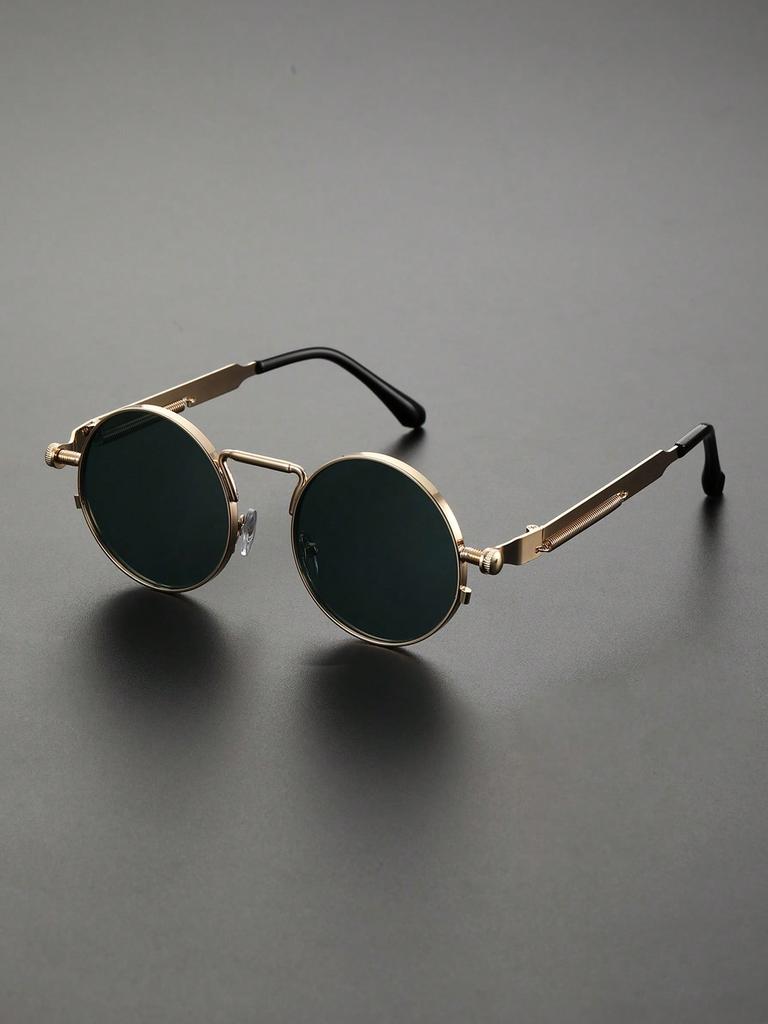 1/2 PC S Fashion Round Metal Frame Spring Decor Sunglasses For Outdoor Daily Life Shades Punk Vintage Eyewear Accessories.