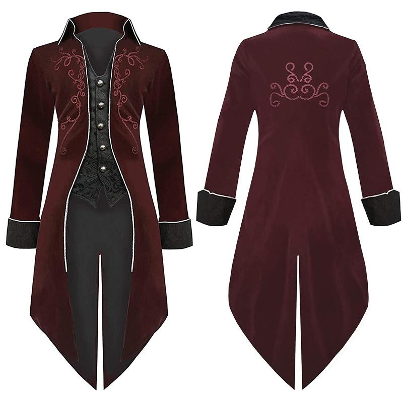 Νέο Μεσαιωνικό Ρετρό Σμόκιν Μήκους Μέσης Punk Ανδρικό Παλτό Απόκριες Cosplay Βρικόλακας Πρίγκιπας Επίσημο Φόρεμα Κυρίου