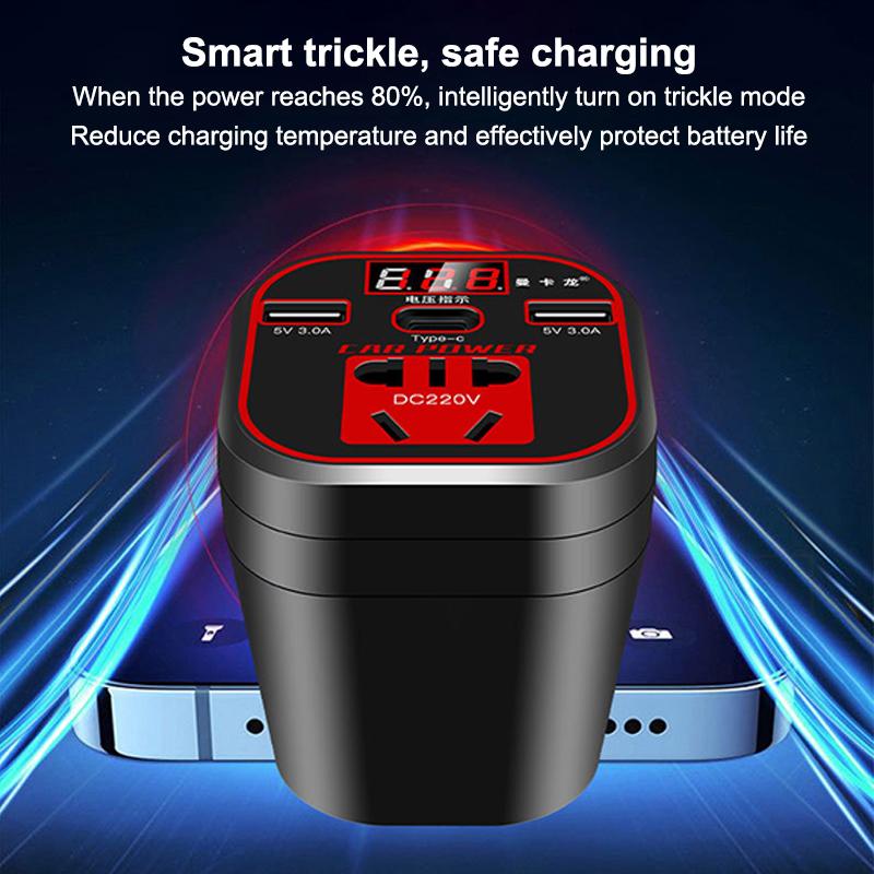 Car Power Inverter 12V/24V To 110V 220V Converter Type-C Multi-Function Charger Socket 3.1A Fast Charger Car Power Converter