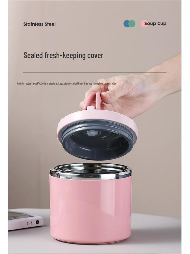 930ml Double Layer Stainless Steel Lunch Box Set - Portable Bento for Students & Office Workers