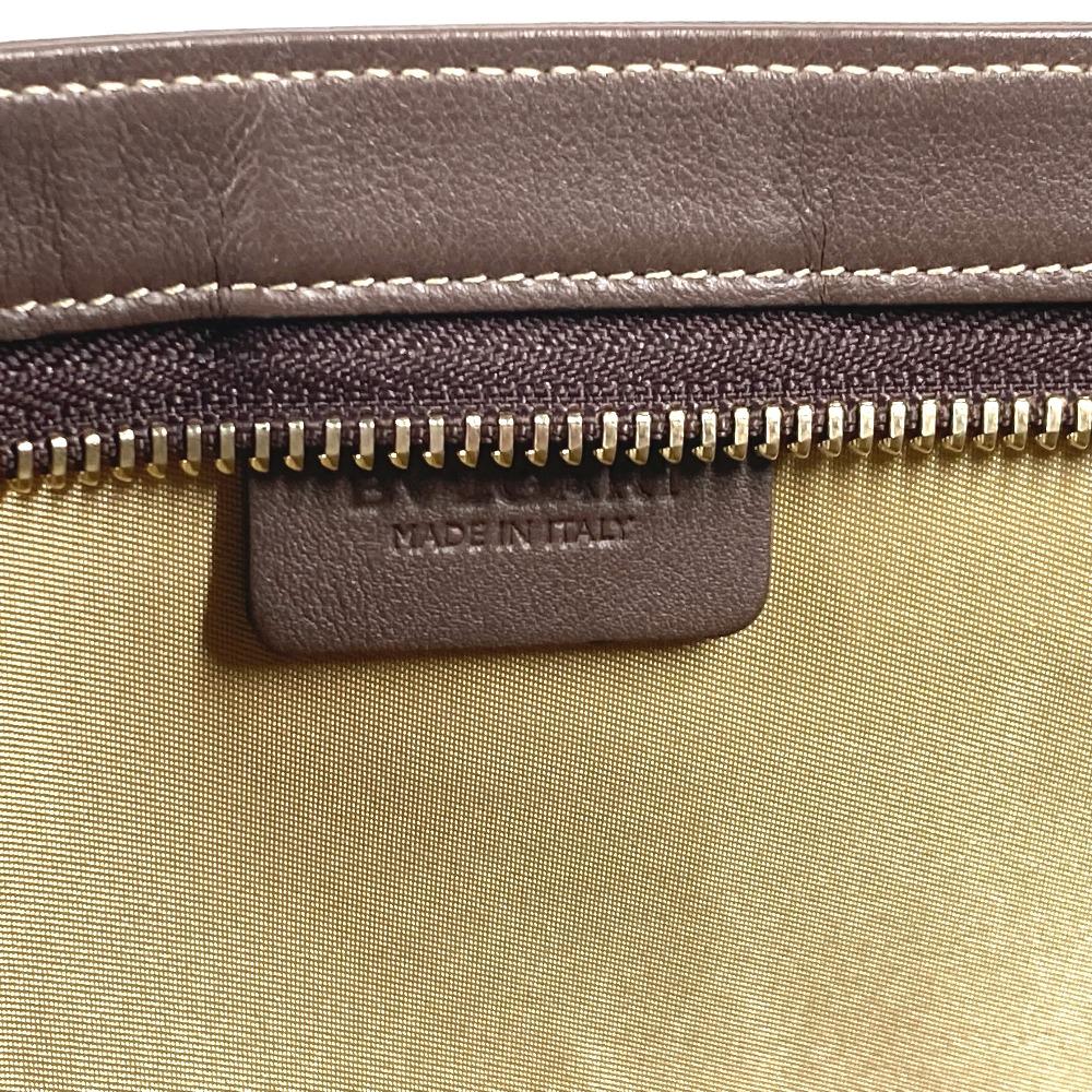 Bvlgari Logo Bag Pouch Cluch Bag  Canvas/Leather gray/Brown