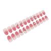 24 Pcs Peach Blossoms Stick On Nail Simple Artificial Nail Short Round False Nail Glittering Press On Nail for Woman