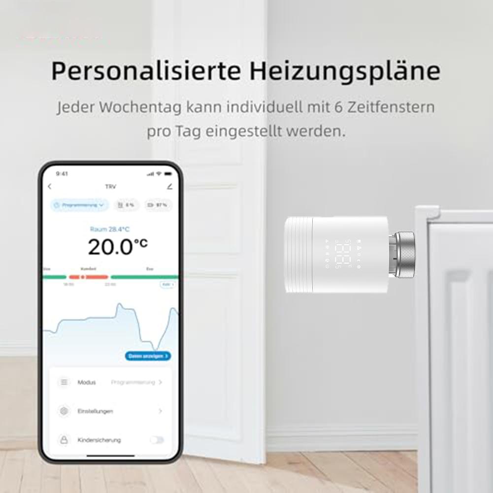 App Controlled Radiator Thermostat App Controlled Thermostat 97 Radiator Compatibility Digital LED Display Easy Installation
