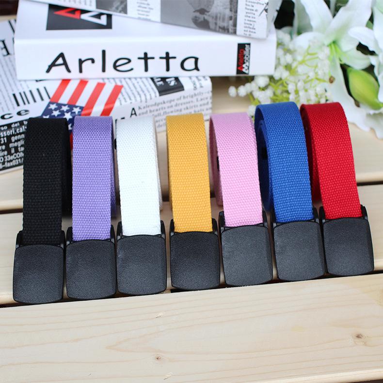 Iron-Free Nylon Canvas Women'S Belt, Plastic Buckle Simple Belt