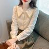 Doll Collar Chiffon Blouse for Women, New Spring and Autumn 2026 Fashionable and Stylish Lace Base Shirt
