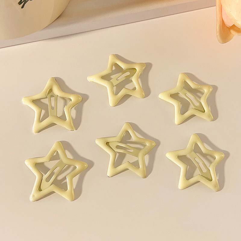 6 Pcs/Lot New Red Star Snap Clip for Women Girl Fashion Metal Waterdrop Barrettes Black Hairpin BB Clip Hair Clip Accessories