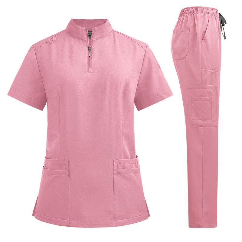 1 set Nursing Tunic Suit Trousers Sets Woman Scrub Set Short-sleeved Top-Pants Beauty Salon Surgical Uniforms Nurses Uniforms