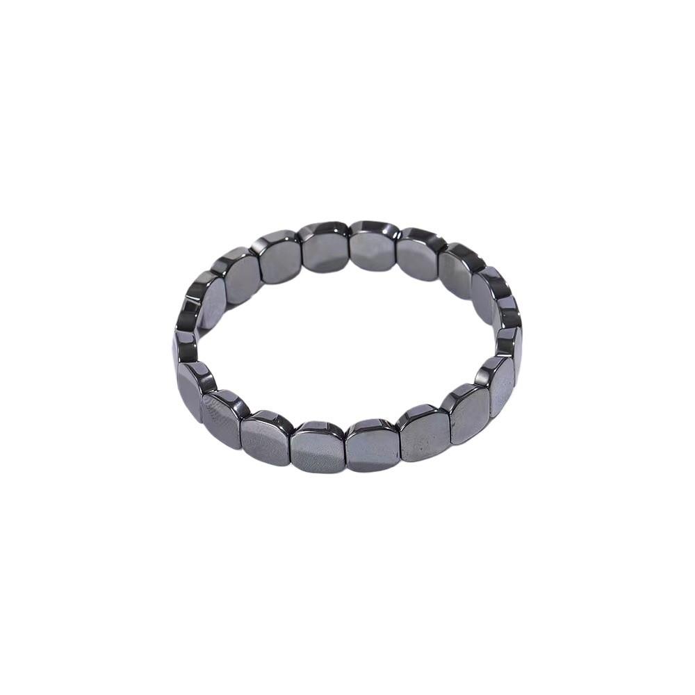 Jewelry Square Bead Wristband Elastic Men Bangle Black Gallstones Bracelet  for Men and Women