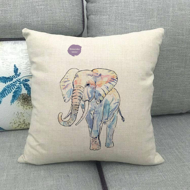 Simple painted African animals Digital printing short plush pillow covers for car sofa office cushion cover home goods
