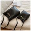 2023 Fashionable Simple Commuter Light Luxury Bag Buckle Shoulder Crossbody Bag Black Coffee Color City Simple Pu Bucket Bag