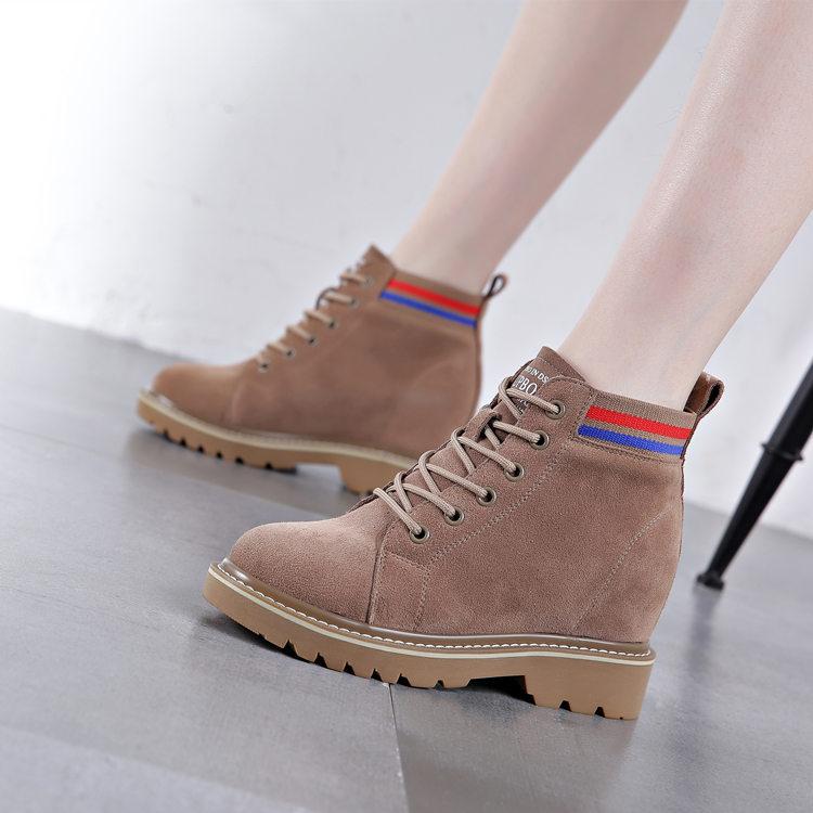 Martin boots women's spring short boots thick-soled casual versatile velvet and cotton short tube British style heightening women's shoes