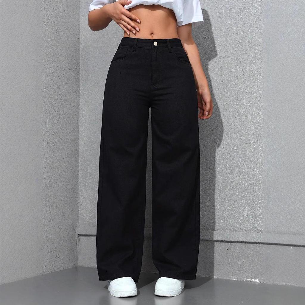2025 Spring Women's Light Wash Floor-Length Wide Leg Jeans
