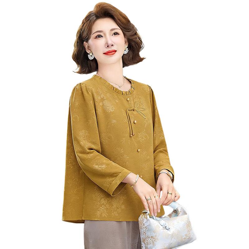 Hodo Women's New Chinese Style Jacquard Long Sleeve Top