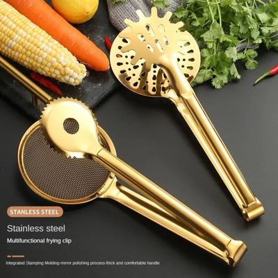 1Pc Stainless Steel Food ClipFried Food Clip Creative Golden Steak ClipDrainage Strainer ClipMesh Leakage Clip Kitchen Tools