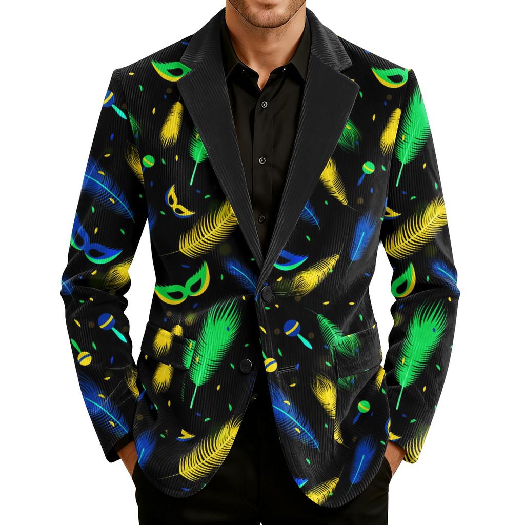 Herren Druck Kord Warm Taschen Anzugjacke Cardigan Herren Freizeitanzug