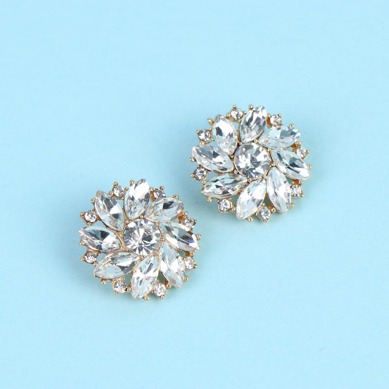 2/4Pcs Sparkling Rhinestone Flower Shaped Metal Button Suitable For Decorative Buttons On Clothing