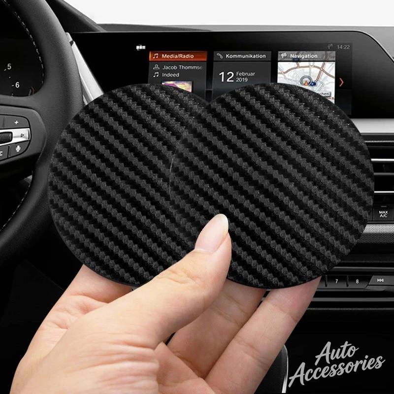 Carbon Fiber Car Anti-slip Water Cup Pad Anti-noise Coaster Mat For BMW F30 F32 F36 G20 G23 Serie F20 F26 X1 X3 X4 X5 X7 E87 G30 A3Y4