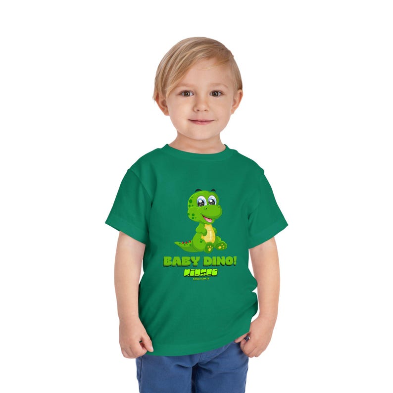 Green Baby Dino Toddler Tee – Playful Dinosaur Illustration Shirt 160