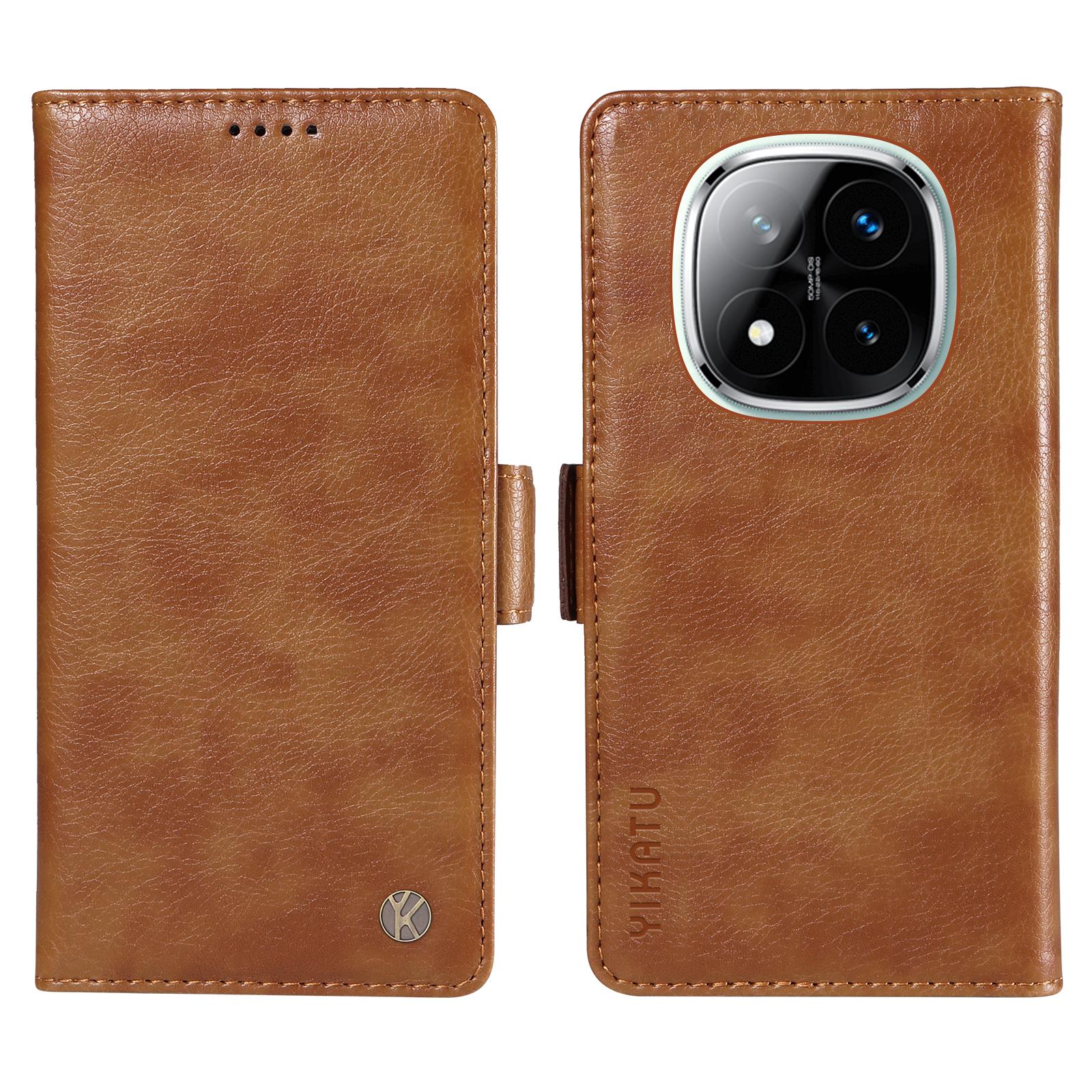 

YIKATU YK-007 For Xiaomi Redmi Note 14 Pro+ 5G/Note 14 Pro 5G/Poco X7 5G Case Side Buckle PU Leather Phone Cover Litchi Texture B