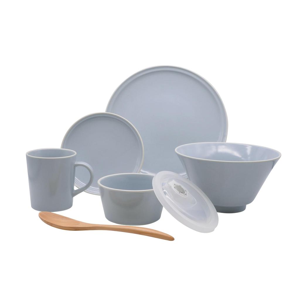 Aito Seisakusho Mino Ware sada nádobí pro samostatné bydlení 6dílná sada Šedá myčka nádobí Bezpečná mikrovlnná trouba Made in Japan "Ciel" 567-507