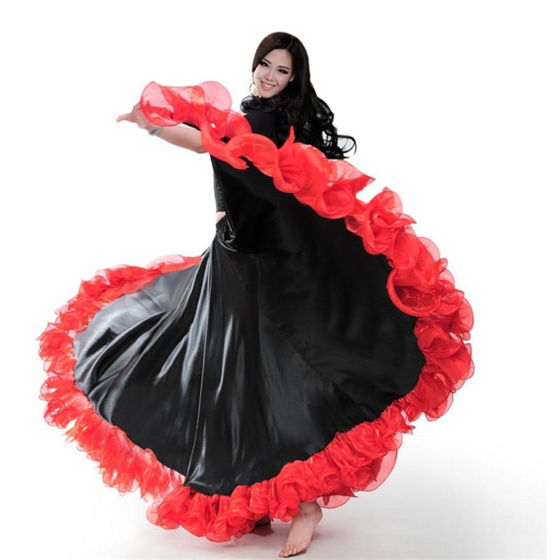 Red Color Flamenco Dance Skirt Gold Coin Spanish Dancing Performance Costume Women Vestido