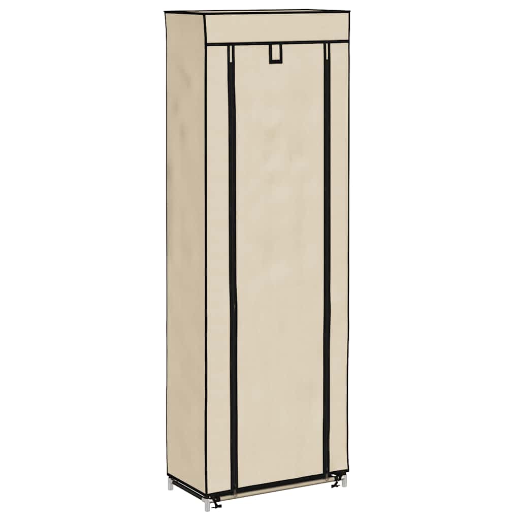 Shoe Cabinet with Cover Cream White 57 X 29 X 162 Cm Fabric