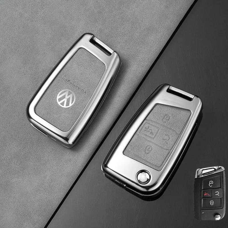 

New 4 Buttons Zinc Alloy Car Remote Flip Key Case Cover Shell Fob For VW Volkswagen Atlas Golf GTI Jetta Tiguan Keychain Ac