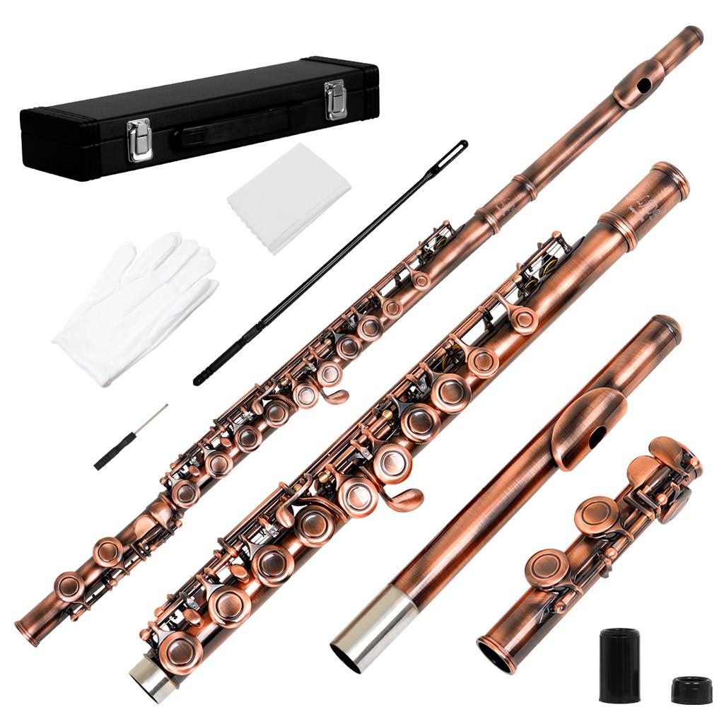 SLADE C Key Flute 16 Closed Holes Flute Antique Copper High Quality Professional Transverse Flute Concert Woodwind Instrument