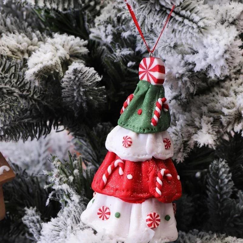1 Pcs Xmas Tree Decors Christmas Soft Pottery Pendant Cute Angel Tree Hangable Ornament For Indoor Outdoor Garden Yard Supplies