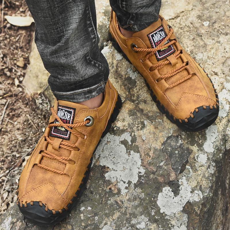 Men's Handmade Casual Leather Shoes Outdoor Low-top Sneakers