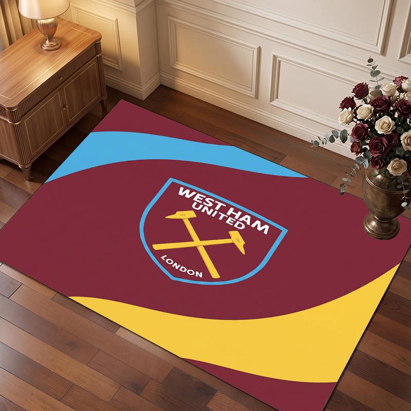West Ham United Voetbal Print Kristal Fluweel Tapijt, Comfortabel Waterabsorberend Antislip Binnen Vloerkleed