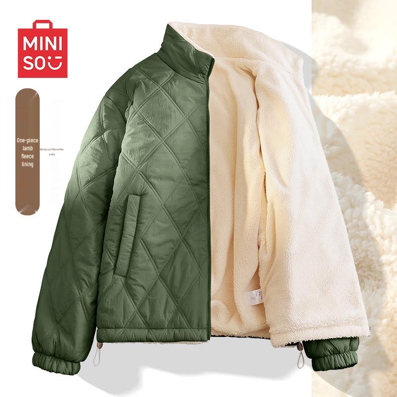 MINISO Men's Winter Fleece-Lined Quilted Padded Jacket