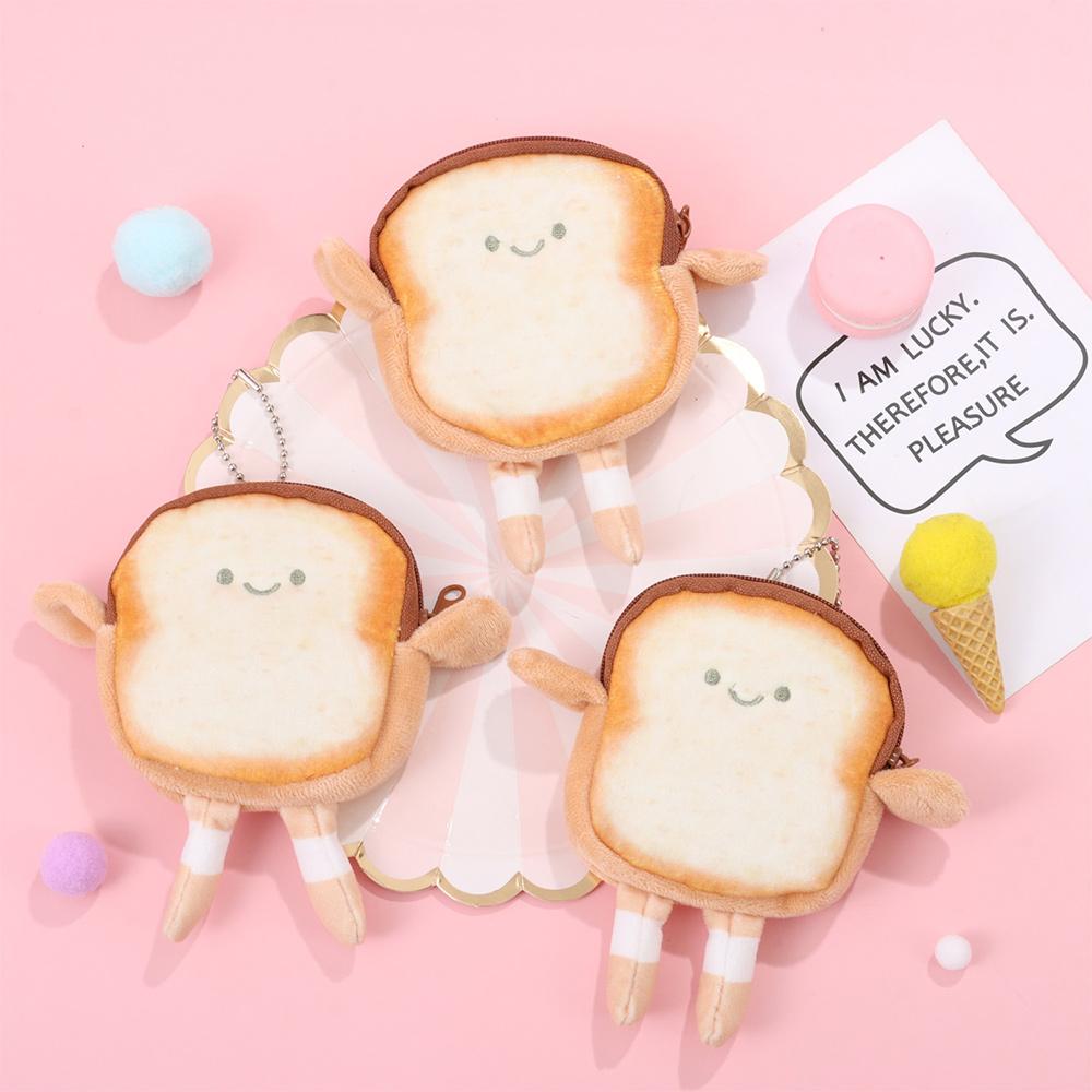 New Cartoon Toast Coin Purse Bread Lightweight Earphone Bag Portable Mini Makeup Bag Girl