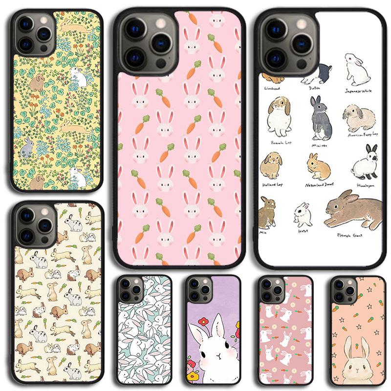 Cartoon Rabbit Bunny Phone Case For iPhone 17 Air 14 13 12 16Pro Max 15 Plus Max Cover Shell