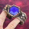 Faceted Blue Sapphire Bangle Copper Wire Wrapped Jewelry Adjustable Bangle