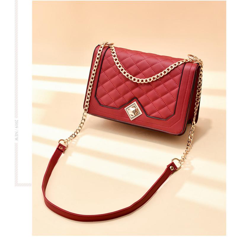 Diamond Chain Bag Fashion Women's Bag PU Soft Leather Small Square Bag Ladies Shoulder Messenger Bag