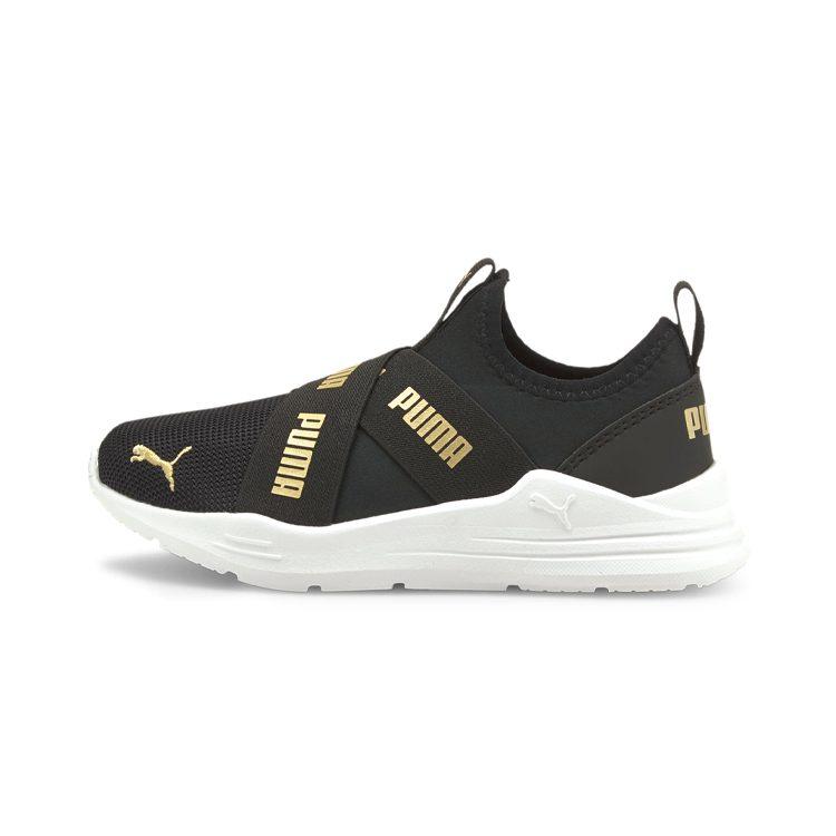 Puma Scarpa da corsa con lacci Slip-On per bambini piccoli 'Black Team Gold' 381994-02