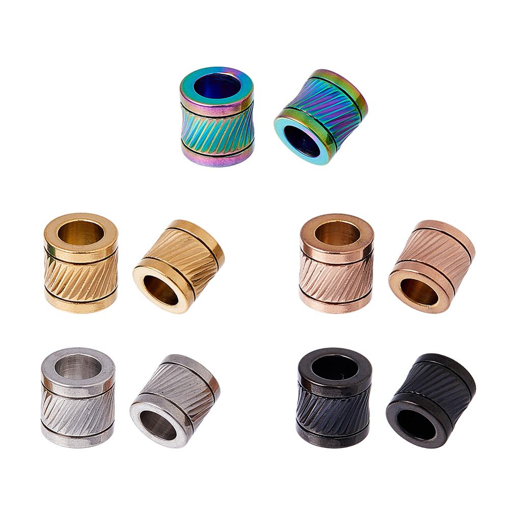 1set 10pcs 5 Colors 304 Stainless Steel Glazed European Beads Large Hole Beads Column Mixed Color 10x10mm Hole: 6mm 2pcs/color