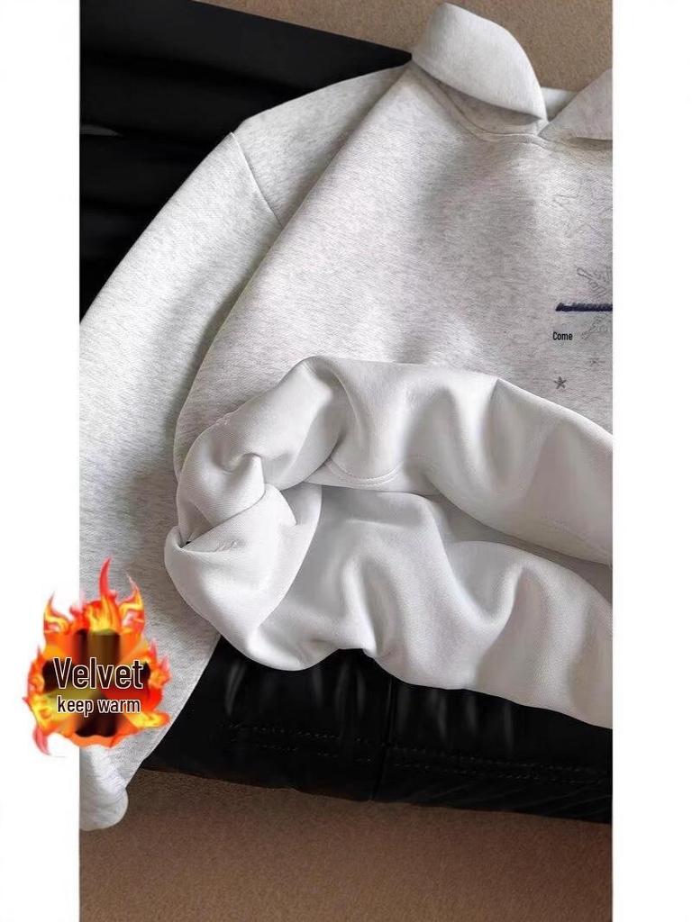 Unisex American-Style Velvet Embroidered Hoodie, Autumn/Winter 2025