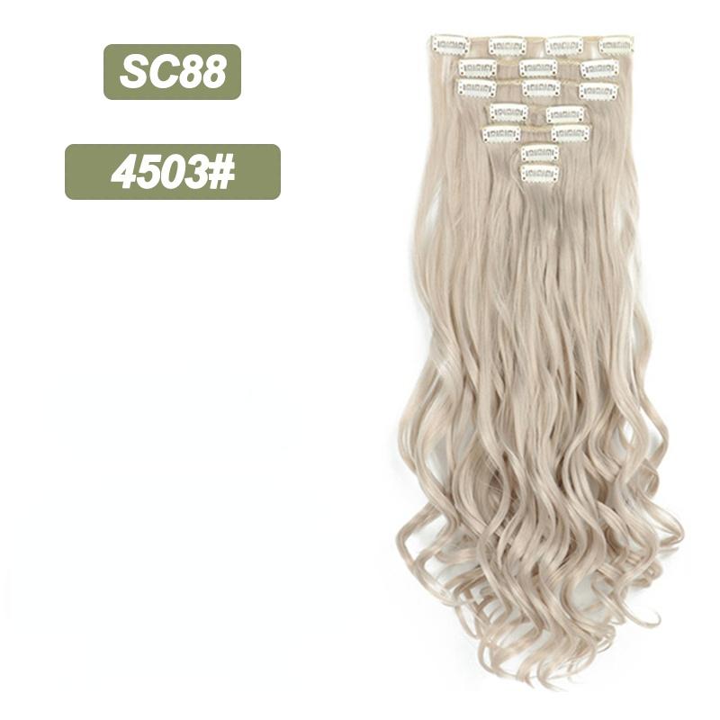 MISSQUEEN Long Wavy Ombre Hair Extensions 16 Hairpins Clipped In The Hair Extensions To Synthesize A Heat Resistant Thick Wig